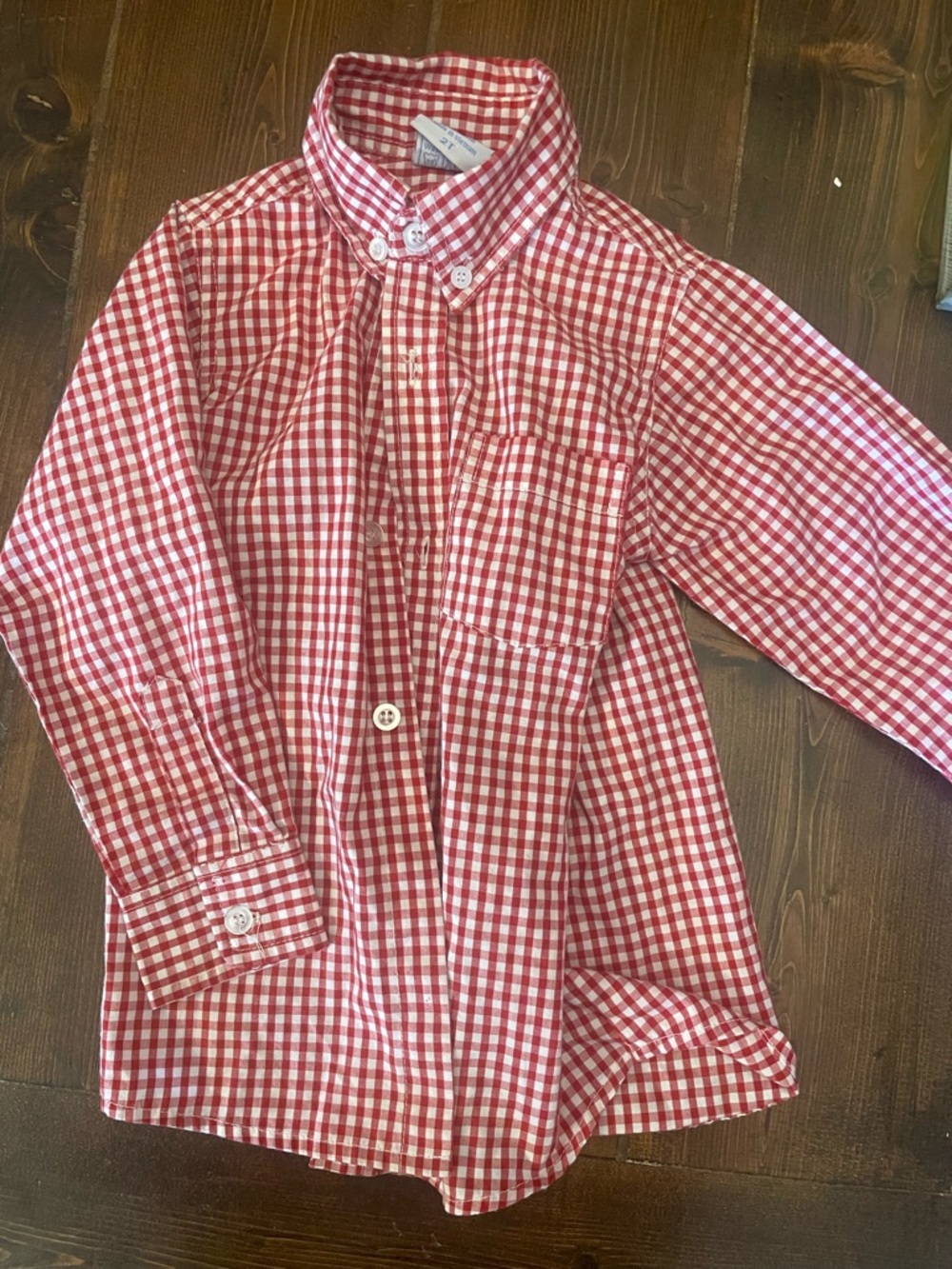 Red Gingham Button-Down Kids' Shirt